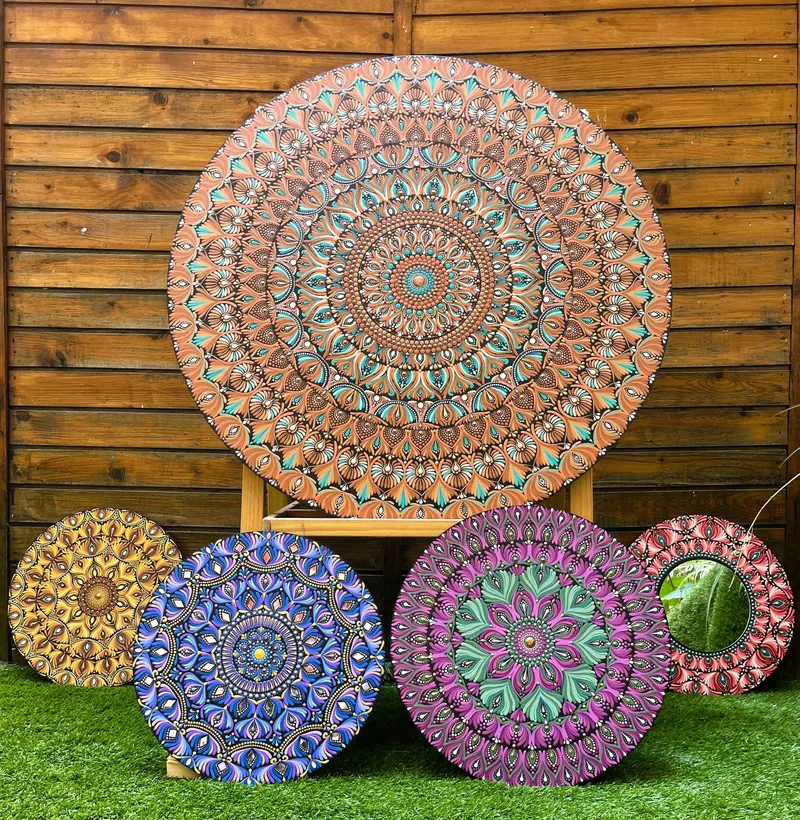 Pritvi, 36 inch hand-painted mandala