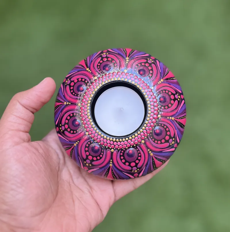 Radiant Pink Tea Light Holder - 3